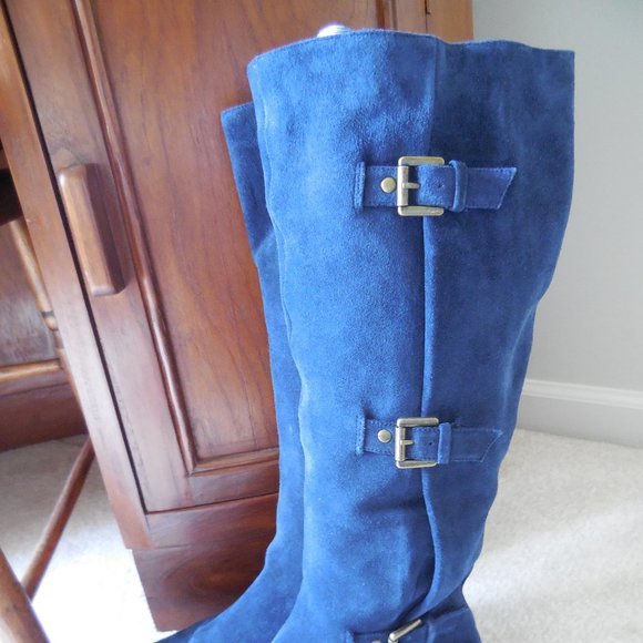 Aerosoles "Sarasota" Dark Blue Suede Boots - Picture 2 of 5